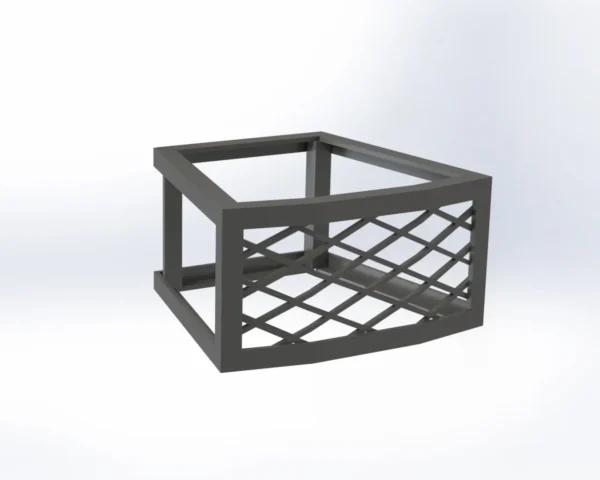 A metal basket with a lattice design on the side.